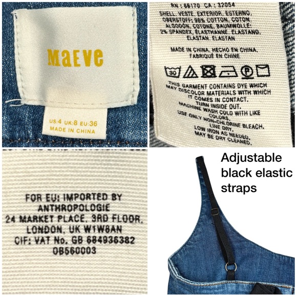 Maeve Anthropologie Denim Corset Top with Black Bow - Picture 8 of 9